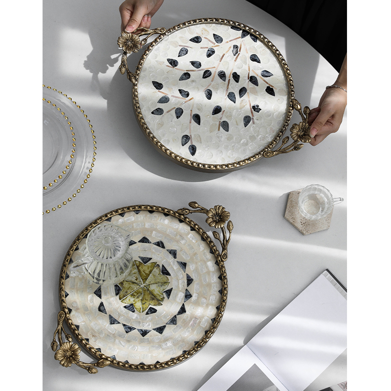 Luxury Skincare Organizer - Kreative Luxus Shell-Dekorierte Metall Tablett Tisch