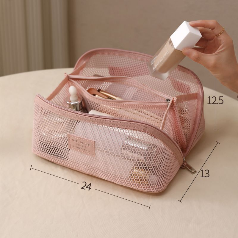 Luxury Skincare Items - Leichte Luxus-Netz-Reise-Kosmetiktasche mit großer Kapazität, unterteiltem