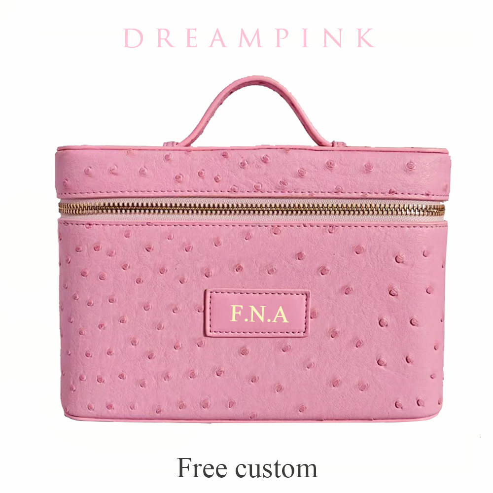Luxury Skincare Organizer - Luxuriöse Kosmetiktasche im Straußen-Design für Damen,