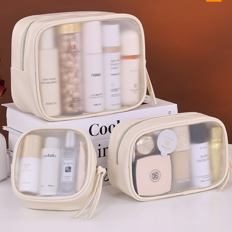 Luxury Skincare Organizer - PVC Matte Halbtransparente Kosmetiktasche - Große