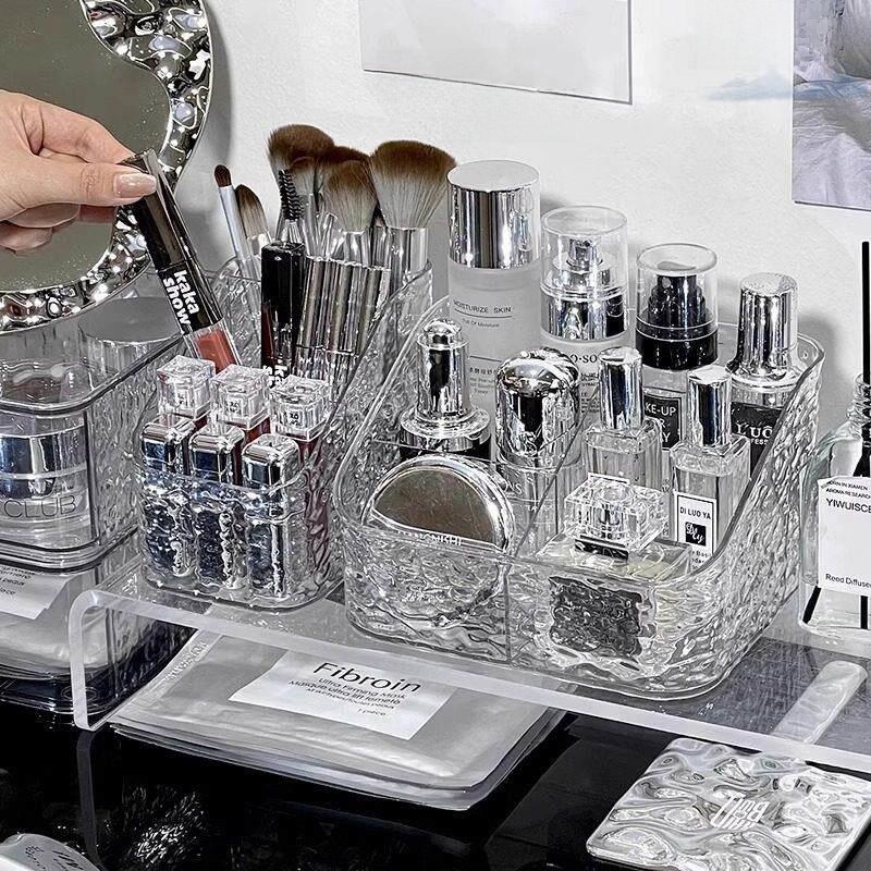 Luxury Skincare Items - Große Acryl-Kosmetik-Aufbewahrungsbox mit Wasserwellenmuster für Lippenstifte,